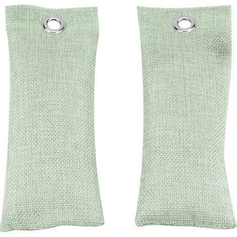 Sac en bambou charbon actif purificateur d'air maison voiture désodorisant chaussures (Vert clair) lot de 2 (1/5)