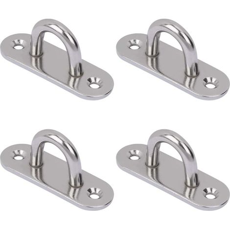Deckenhaken aus Edelstahl, 4 Stück, Wandhalterung, längliche Ösenplatten für Hängesessel, Hängematte, Yoga, Schaukeln, Boxsack, Blumentöpfe - Crezuo