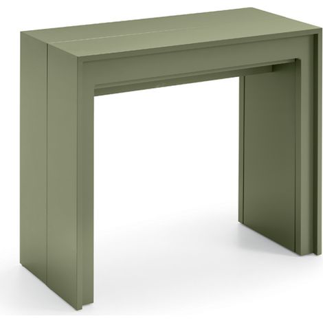 Consolle Allungabile Pinocchio 90x42,5/302,5x78 cm in MDF Laccato Verde Opaco (1/4)
