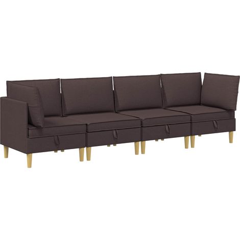Modular Sofa Set mit Stauraum 4 stk. Dunkelbraun Stoff vidaXL