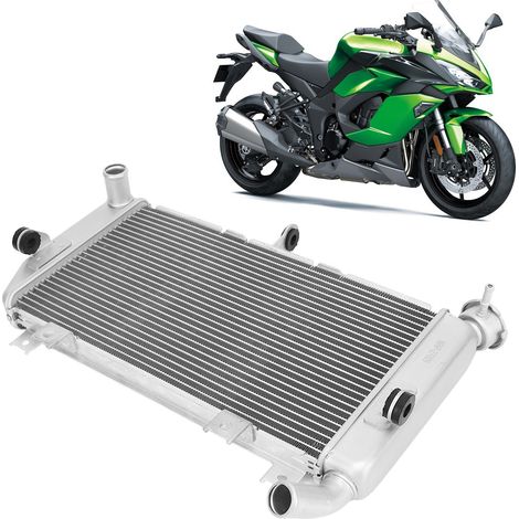Ensemble radiateur/refroidisseur/réservoir de refroidissement adapté à la Kawasaki Ninja 400 2018-2021 (argent). (1/5)