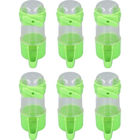 Lot de 6 abreuvoirs automatiques anti-déversement pour cages à oiseaux, adaptés aux perruches ondulées, calopsittes et inséparables. Contenance : 100 ml. (1/5)