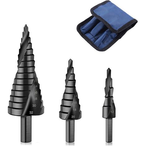 Foret Étagé - Acier Cobalt M35 - Pour Acier Inoxydable Et Métal - Diamètre 4 À 32 mm - Lot De 3