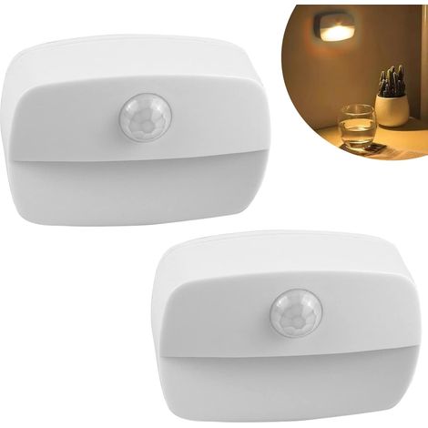 MINKUROW 2 Luci Notturne Con Sensore Di Movimento, Lampada Adesiva A Led Per Armadio, Luci Notturne Per Corridoio, Alimentate Da Batteria A+++, Per Scale, Cucina, Guardaroba (1/5)