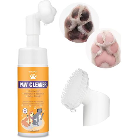 Nettoyeur de Pattes de Chien, shampooing sans Eau avec Brosse en Silicone Souple, Mousse hydratante pour Un Lavage Efficace des Pattes, Nettoyeur de Pattes Facile et Portable pour Chiens, 150 ML (1/5)
