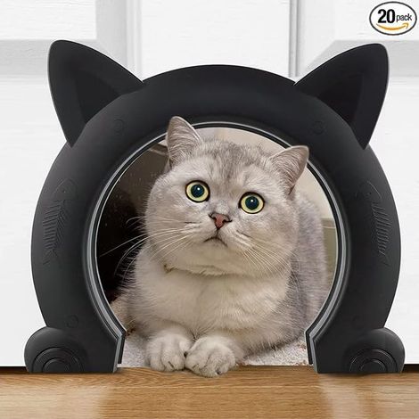 Katzenklappe XL, Innentür für Katzen, Kätzchen und kleine Hunde, Schwarz (1/5)