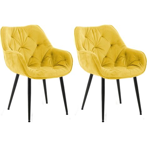 Set di 2 sedie Tanna in velluto giallo
