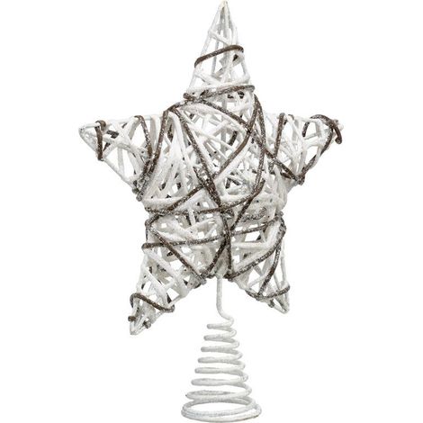 Cimier Étoile Déco en Rotin "Glacé" 38cm Blanc (1/2)