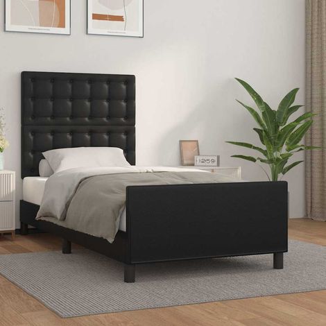 Cadre de lit sans matelas noir 90x200 cm similicuir (1/5)