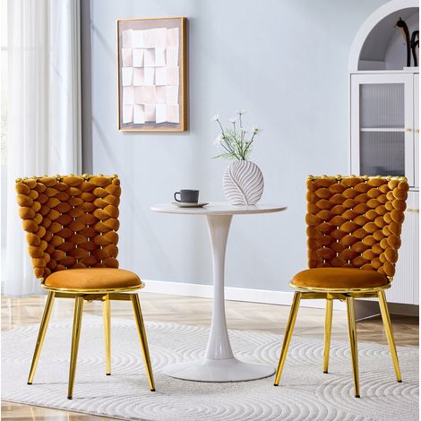 sedia sala da pranzo velluto arancione gambe oro HAVRYA (1/5)