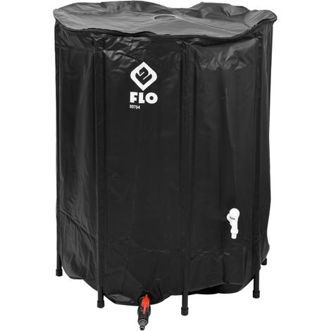 FLO 89704 Barril de Lluvia Plegable con Grifo, Filtro y Protección Antidesbordamiento, 500 litros, PVC macizo, resistente a rayos UV, 80x98 cm (1/5)