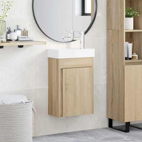 vidaXL Mobile bagno con rubinetto Rovere Sonoma 40,5 x 22,5 x 62