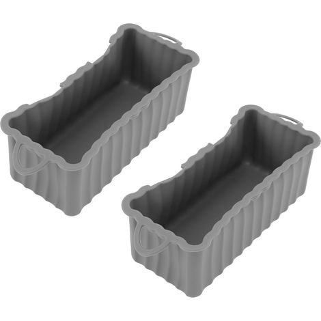Lot de 2 bacs à graisse en silicone pour plaque de cuisson Blackstone, réutilisables et rectangulaires, pour barbecue et camping (gris).