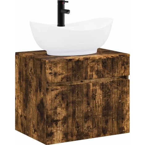 Bathroom Furniture Set Smoked Oak Engineered Wood vidaXL (1/5)