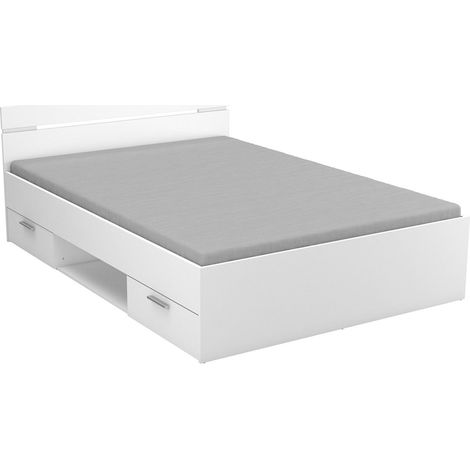 Cama doble de madera "Michigan" - 140 x 200 cm - Blanco (1/5)