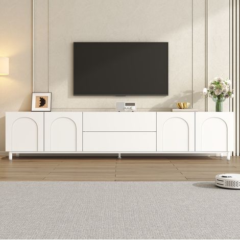 Mueble TV 4 puertas y 2 cajones blanco 180 cm OKMYHOME (1/5)