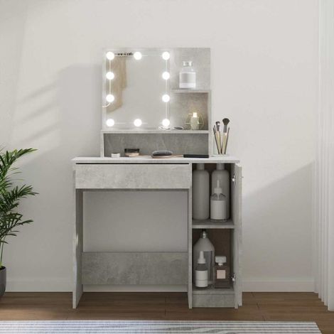 vidaXL Tocador con LED color gris hormigón 86,5x35x136 cm (1/5)