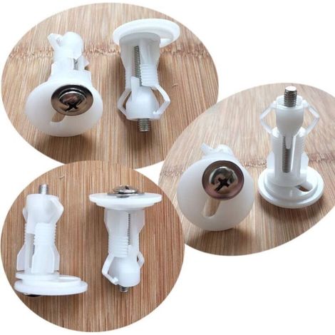Fixation Abattant WC Universelle – 2 Vis et Écrous en Caoutchouc Expansibles pour Siège de Toilette Blanc – Compatible Tous Modèles (1/5)