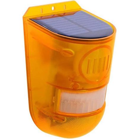 Sirène solaire avec détecteur de mouvement PIR, lumière stroboscopique LED, alarme 110dB étanche IP65 rechargeable pour extérieur (1/4)
