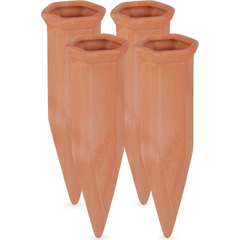Cône D'arrosage - Lot De 8 - Terre Cuite - Irrigation Automatique - Plantes Intérieur Extérieur - 17 x 5,5 cm (1/5)