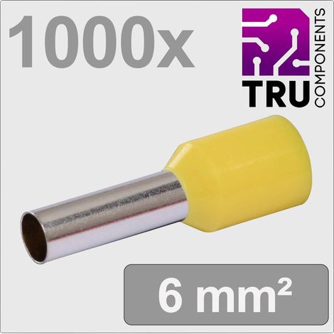 TRU COMPONENTS TC-13377216 Embout simple d'extrémité de câble 6 mm² partiellement isolé jaune 1000 pc(s) Y112713