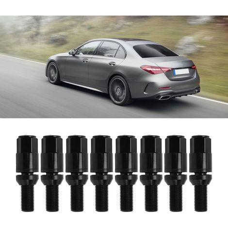 Boulon de roue conique M141,5 en acier et alliage d'aluminium, avec capuchon, diamètre d'ouverture conique de 33 mm et longueur de boulon de 28 mm, compatible BMW (noir). (1/5)