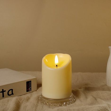Candele 1 pezzo Candela impermeabile per esterni con luce LED Senza fili e sicura 7,5 x 10 cm Candela LED lampeggiante Timer e funzionamento a batteria Plastica (o (1/4)