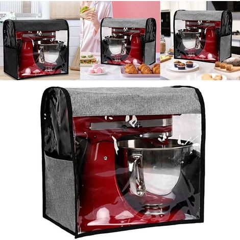 Housse de protection pour robot culinaire en tissu Oxford anti-poussière avec poches de rangement, pliable et lavable, gris (1/5)