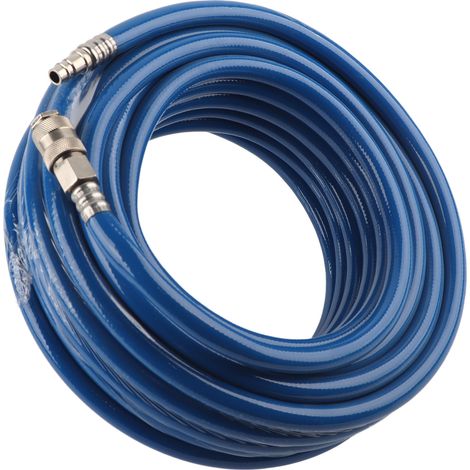 Tuyau pneumatique flexible en PVC bleu de 15 m avec raccord rapide pour compresseur d'air (1/5)