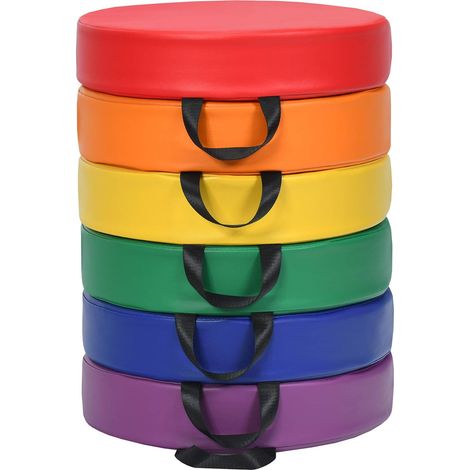 COSTWAY Tappeto per Bambini 6 Pezzi, Tappeto da Terra Cuscino Yoga Meditazione, per Camera da Letto e Salotto, Moderno 38x38x8cm, Rotondo (1/5)
