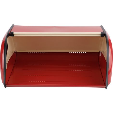Boîte à pain métallique grande capacité, organisateur de rangement de cuisine (rouge) (1/5)