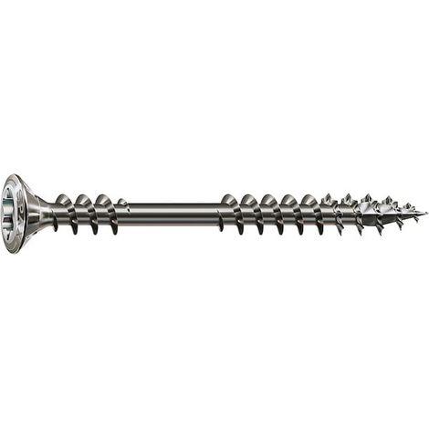 Vis terrasse bois résineux Double filetage Tête fraisée bombée Torx® T-STAR plus T20 Pointe 4CUT Inox A2