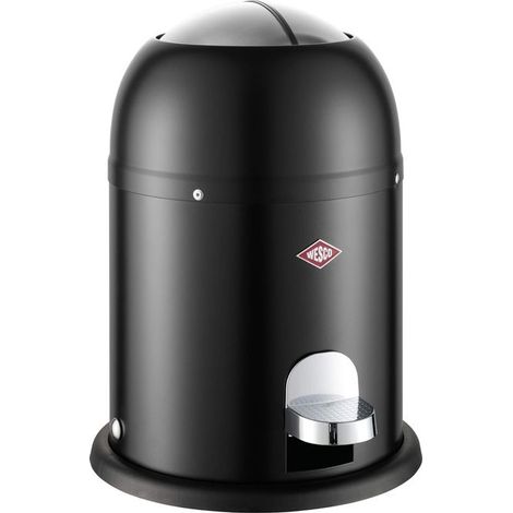 Wesco 4004519104286 Mini Master Cestino a Pedale 6 L con Chiusura Silenziosa e Cestino Interno Acciaio colore Nero
