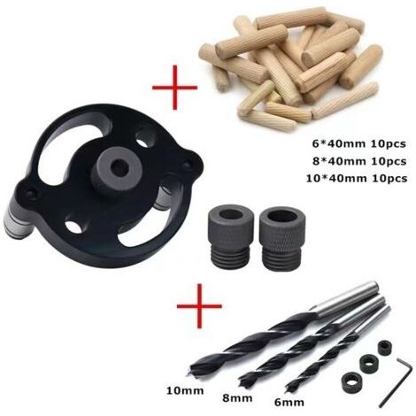 Jeu de gabarits pour goupilles autocentrantes 41 pièces, guide de perçage pour goupilles, guide de perçage de 7 cm pour le travail du bois, hêtre trou vertical avec douille de perçage de 6/8/10 mm (1/5)