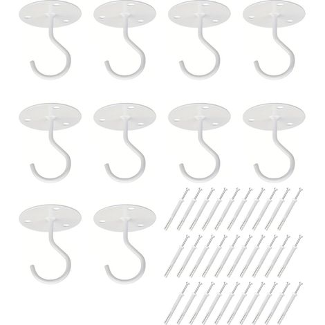 Lot de 10 supports de tringle de placard, support de tringle à rideaux avec ressort et vis, supports muraux en métal robuste multi-usages (White) (1/5)