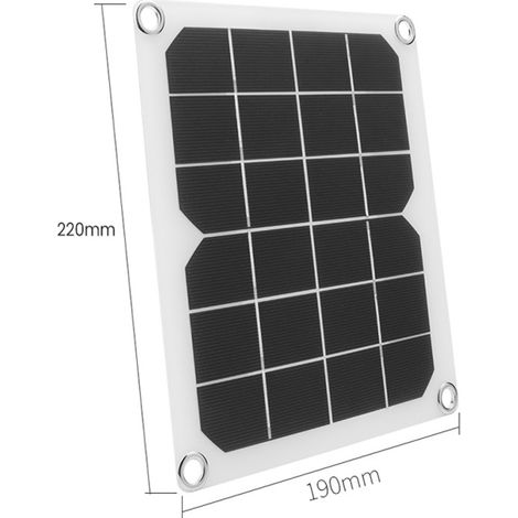 Ventilateur portable 5W à double port USB alimenté par l'énergie solaire, panneau solaire monocristallin en silicium, chargeur solaire multifonctionnel (1/5)