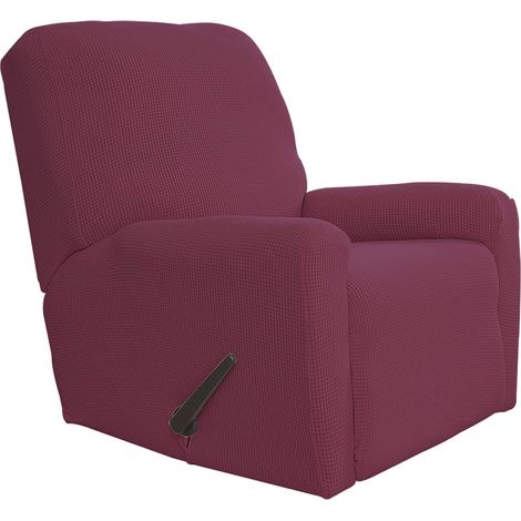 Housse 4 pièces pour Fauteuil Relax en Tissu Jacquard élasthanne à Petits Carreaux avec élastique en Bas, idéal pour Maison avec Enfants, Taille L, Rose cendré (1/5)