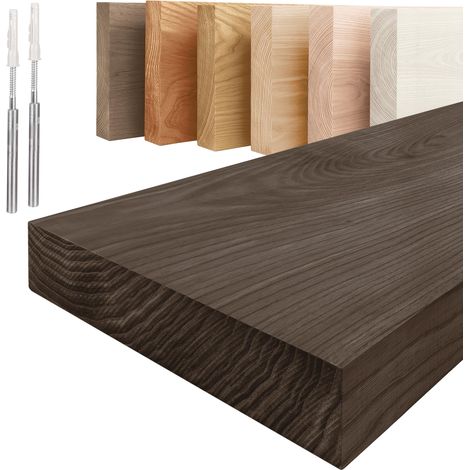 LAMO Manufaktur Étagère murale en bois massif, bord régulier droit, étagère flottante montage INVISIBLE Noir 160cm, LWG-01-A-006-160W