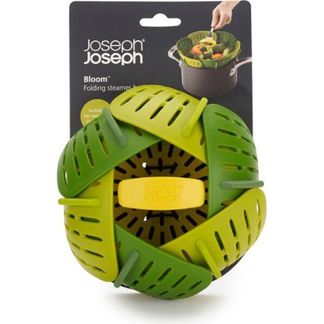 Cesta de vapor plegable Joseph Joseph Bloom™ de silicona, verde, ajustable, apta para utensilios antiadherentes y de acero inoxidable, fácil almacenamiento. (1/5)