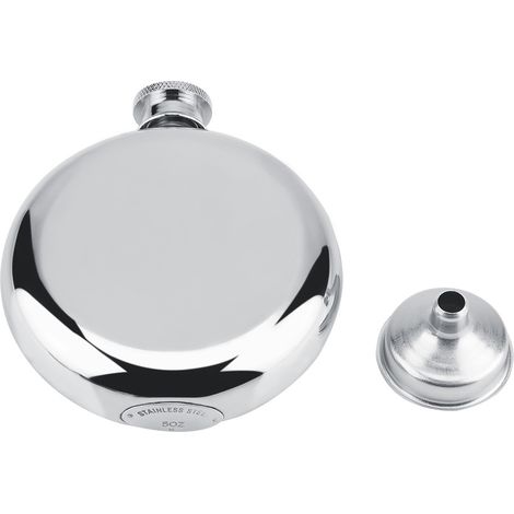 5oz/150mL Gourde à alcool en acier inoxydable portable, forme ronde pour whisky et vin, cadeau masculin (1/5)
