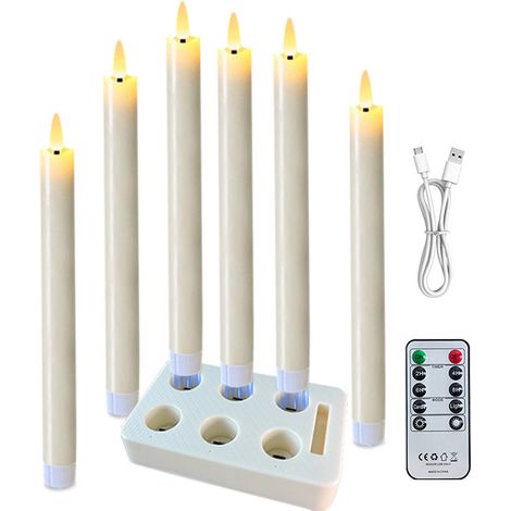 Bougies LED rechargeables avec télécommande, couleur ivoire – effet cire fondue, blanc (1/5)