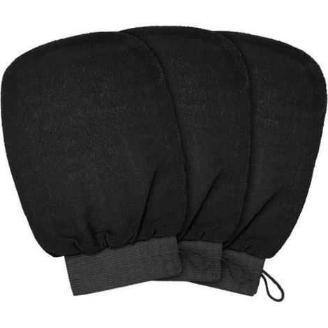 Gant Exfoliant Corps - Noir - Gant Gommage Corps avec cordon de suspension - 3x (1/4)