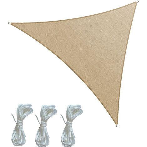 ACKERMAN – Voile d'ombrage triangulaire 5x5x5 m en polyéthylène anti-UV, anneaux acier inoxydable, sac de transport inclus