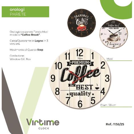 Orologio da Parete in Legno Maxi Coffe Break 58 cm 3 Decori (1/2)