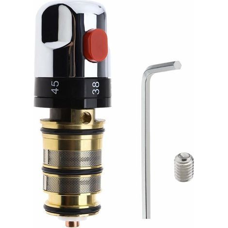 1 cartouche de rechange thermostatique pour mitigeur de baignoire et douche en laiton massif plaqué chrome (1/5)