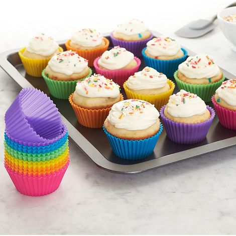 24 Silikon-Backformen, wiederverwendbare Kuchenförmchen, antihaftbeschichtet, 24er-Set (1/4)
