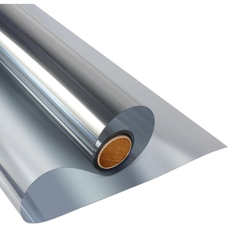 Film de protection solaire unidirectionnel à adhérence statique, anti-UV et réfléchissant, pour la maison et le bureau, argenté, 60cm x 2 m (1/5)