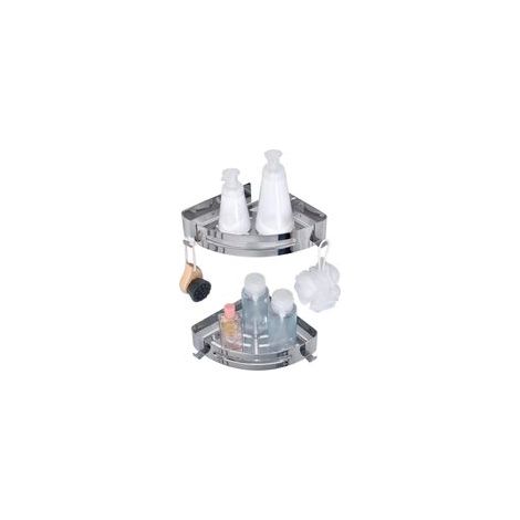 Set mit 2 selbstklebenden Badezimmerregalen, kein Bohren erforderlich, Duschablage aus Aluminium und Edelstahl 304, Shampoo-Organizer, Eckkorb - Crezuo