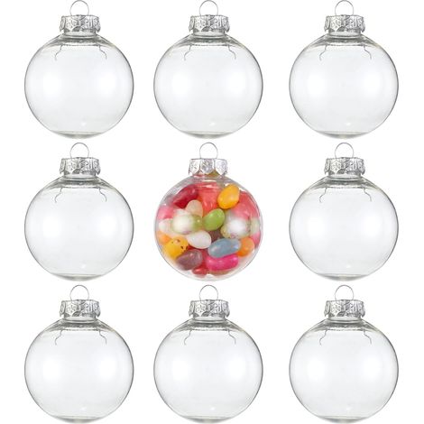 15 boules de Noël transparentes à suspendre pour sapin de Noël. Décorations DIY pour Noël, mariage, anniversaire, fête（6cm） (1/5)