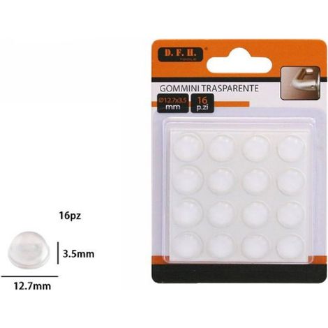 Trade Shop - SATZ MIT 16 TRANSPARENTEN RUNDEN BODENSCHUTZAUFKLEBERN 12,7X3,5MM 66096 - (1/2)